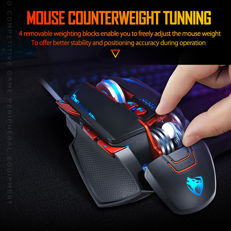 Souris gaming Thunder Wolf V9, câble USB tressé