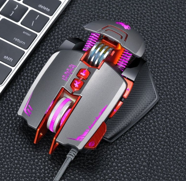 Souris gaming Thunder Wolf V9, vue de face avec éclairage RGB