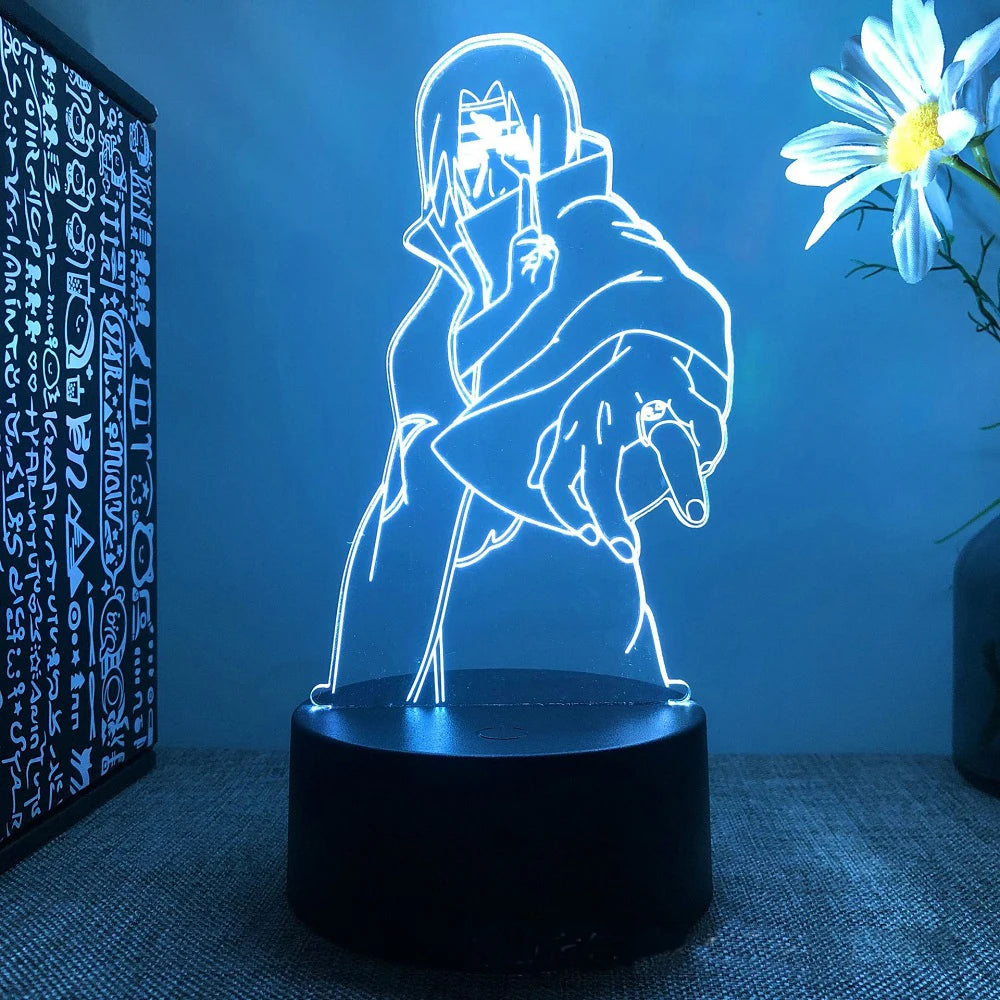 Veilleuse LED 3D Itachi Uchiha, ambiance chambre fan Naruto