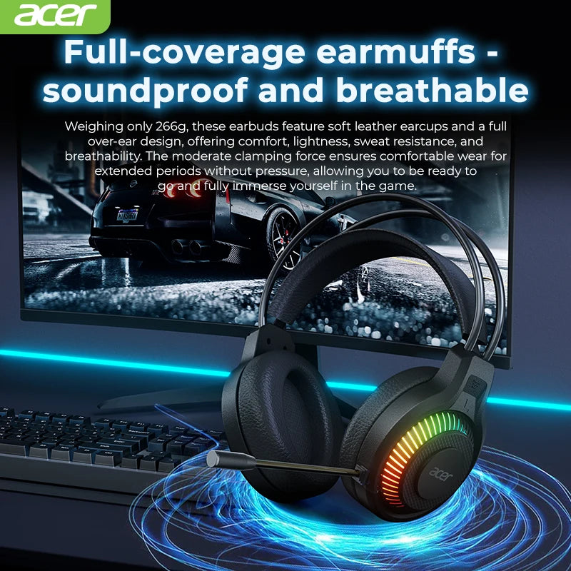 Écouteurs gaming RGB, prise jack 3,5mm universelle
