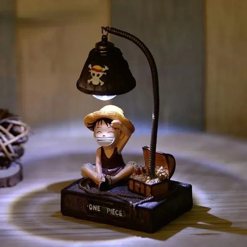 Veilleuse LED 3D One Piece Luffy et Chopper, vue de face allumée