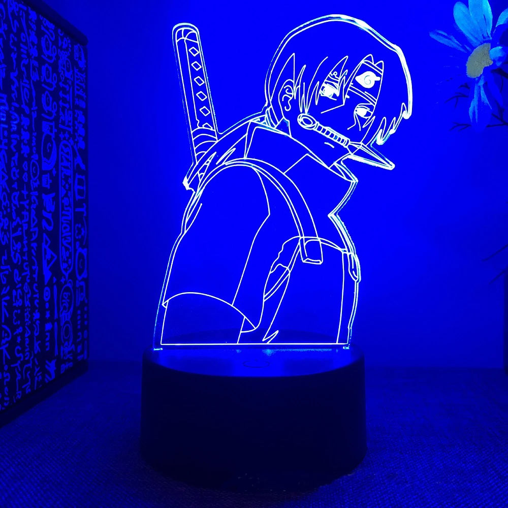 Veilleuse LED 3D Itachi Uchiha, coloris bleu