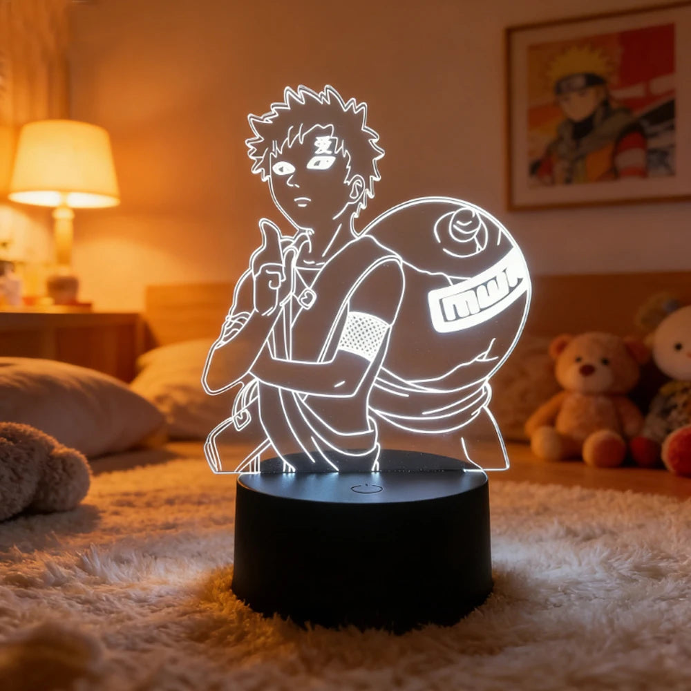 Veilleuse LED 3D Itachi Uchiha, vue de nuit dans une chambre