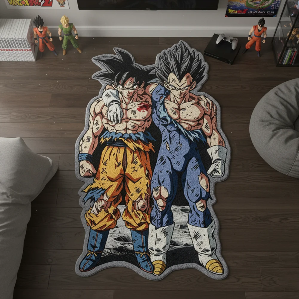 Tapis Dragon Ball Z Goku et Vegeta, dans une chambre