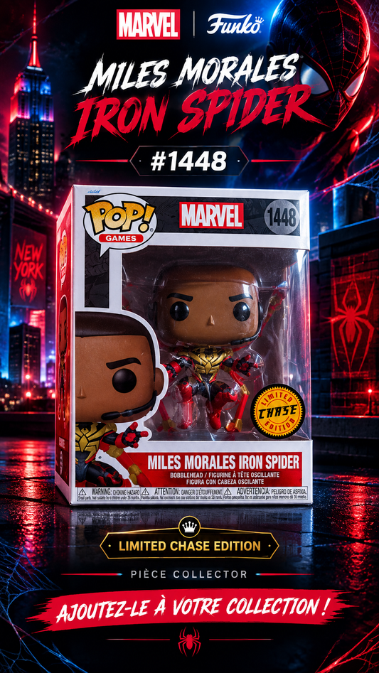 Funko Pop Marvel Miles Morales Iron Spider #1448 Chase - Bobblehead NEUF