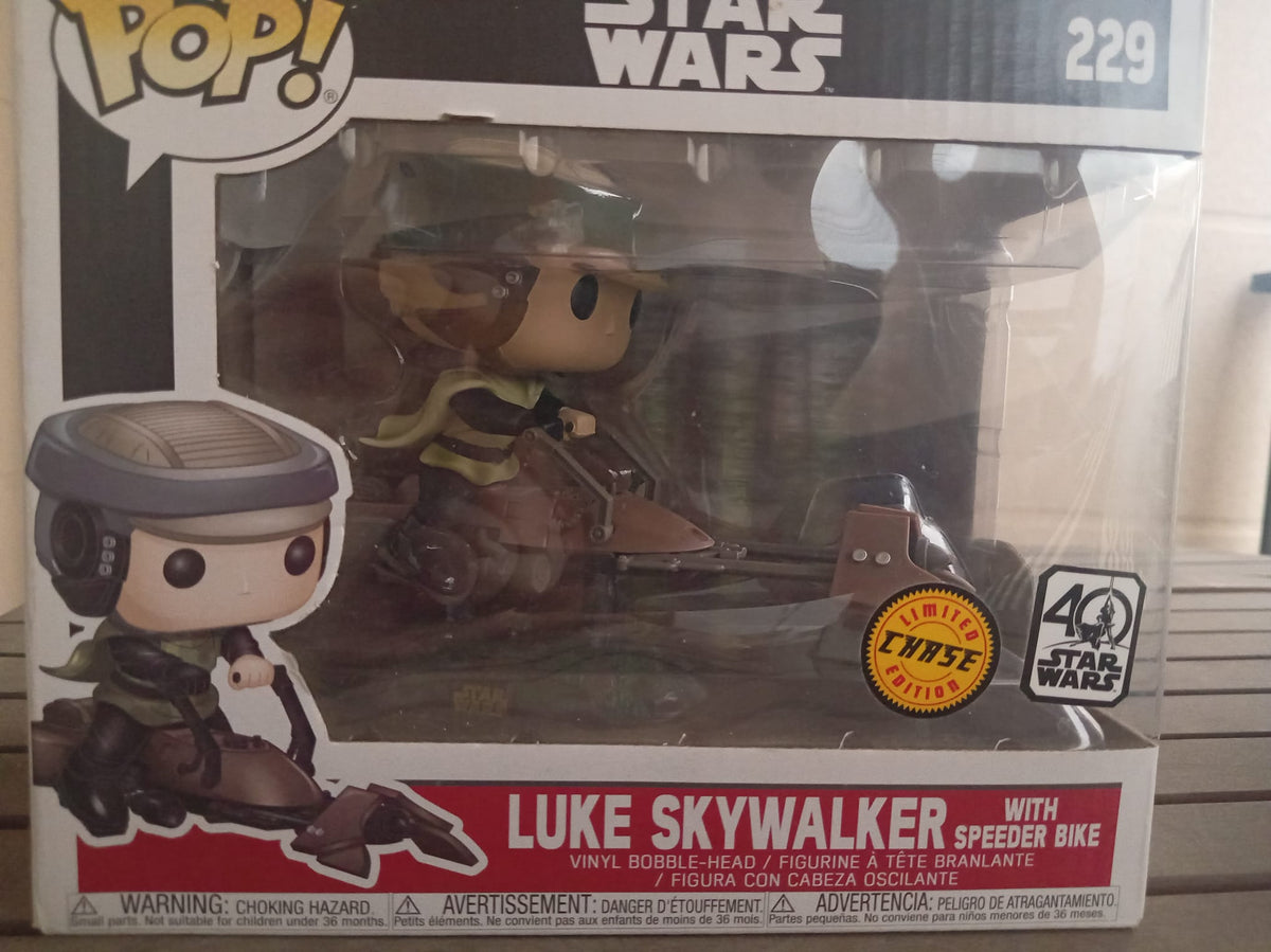 Funko Pop Star Wars 229 Luke Skywalker Speeder Bike CHASE 40e Anniversaire NEUF